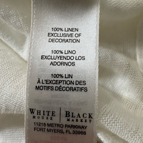 WHBM White Linen 3/4 Sleeve with Sheer Stripe. Subtle Shimmer Throughout. Size M - Picture 7 of 14
